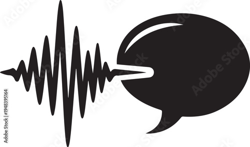 Sound Wave Emanating from Speech Bubble Icon Representing Voice Communication and Audio