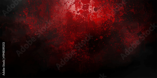An aged red grunge wall texture with dark vintage rays and a rough rusty metal pattern creates a distressed dark backdrop for this artistic design