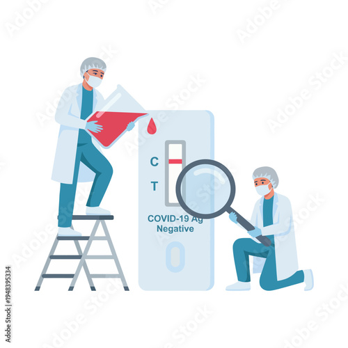 This illustration depicts healthcare professionals conducting COVID-19 testing, emphasizing safety protocols and the importance of health monitoring during the pandemic.