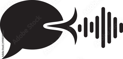 Speech bubble emitting sound waves icon communication and audio signal vector illustration