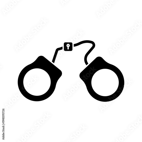  Minimal outline icon set. of handcuffs symbolizing law enforcement, arrest, crime control, justice system, and legal authority concepts.