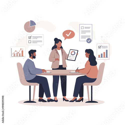 Business Professionals Discussing Data and Charts.