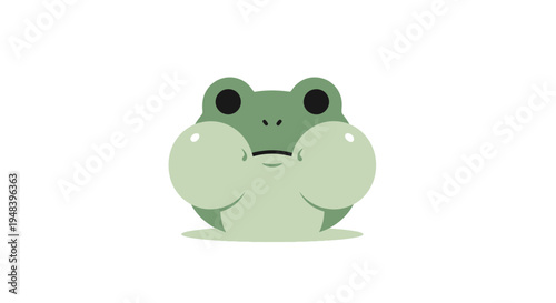 Green Frog Sitting Alone Cartoon Character.