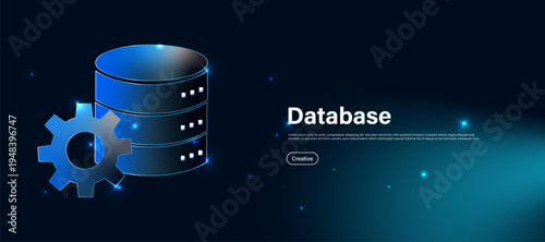 database storage concept with server and data icon.  computing technology for online data management, secure storage and digital information systems.