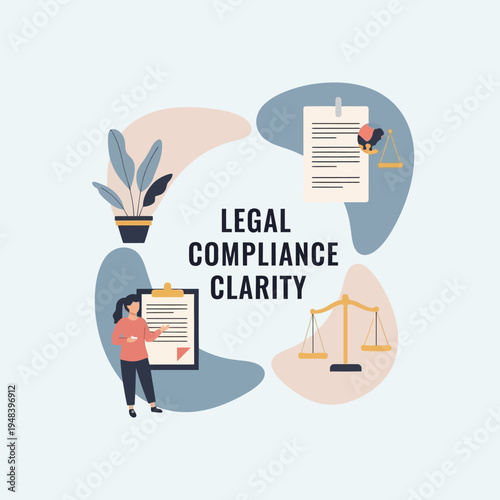 Legal Compliance Clarity Illustration with Documents.