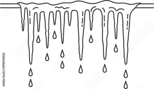 Melting wax drips and drops illustration in simple line art style on white background