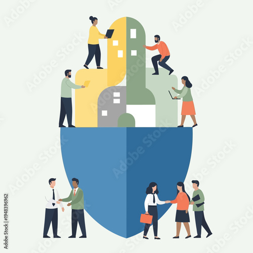 People Building Protection Around Structure Together.