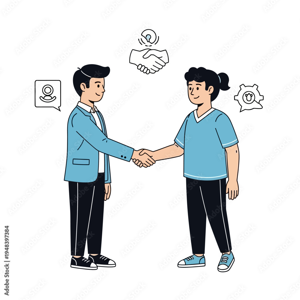 Obraz premium Two Men Shaking Hands in Agreement.
