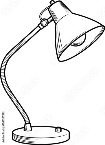 Adjustable desk lamp with flexible arm and conical shade