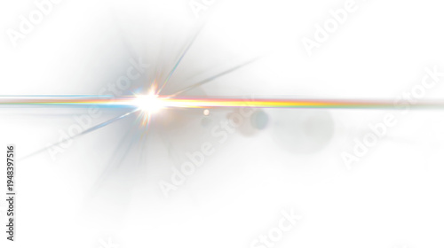 Картината върху платно Light rays shine through a colorful prism effect against a clear backdrop, creat