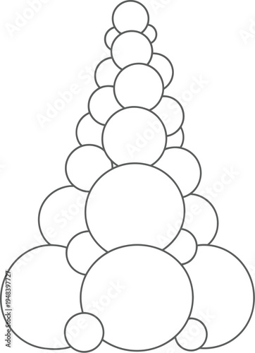 A pyramid structure composed of various sized circles