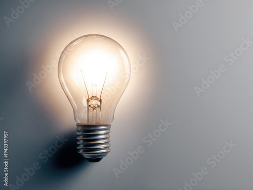 Glowing Light Bulb on Wall