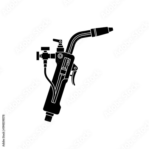 Bilde på lerret A black silhouette graphic of a mig welding gun with attached components