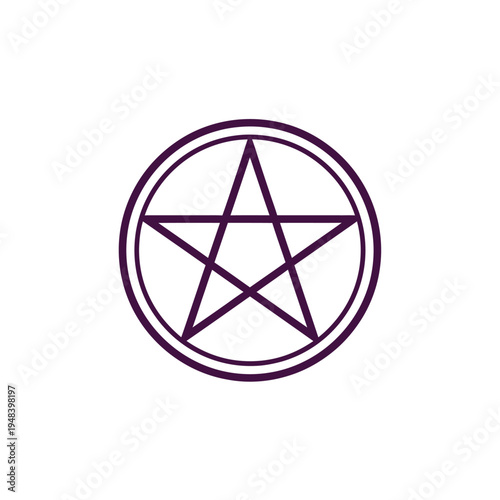 A simple purple pentagram enclosed within a circular boundary