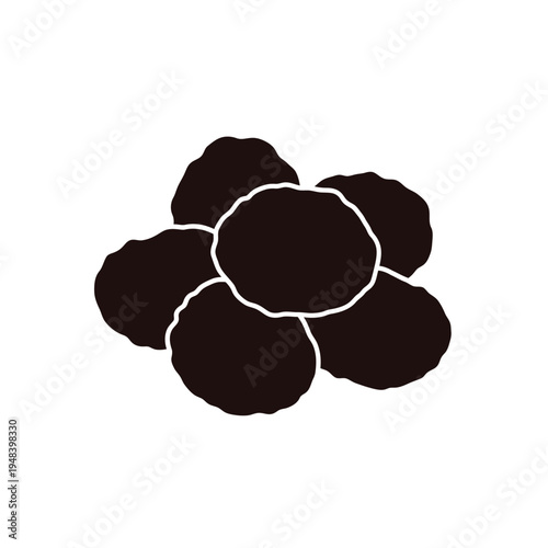 Simple black silhouette of a cauliflower head with rounded florets