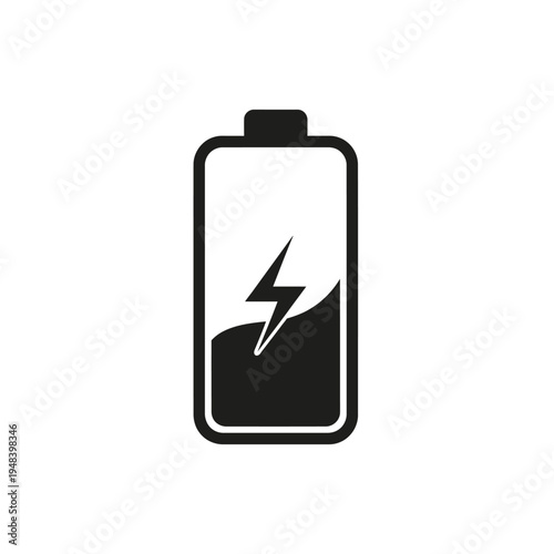 Black and white illustration of a battery with a partial charge