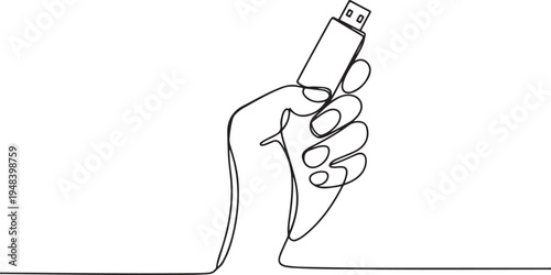 Hand holding aUSB flash drive vertically storage