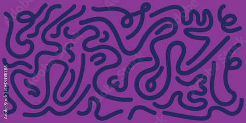 Abstract purple and blue squiggle art