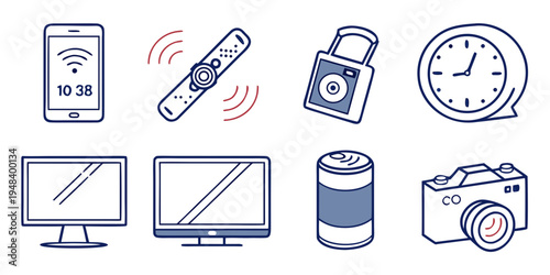 a collection of electronic devices and gadgets Vector