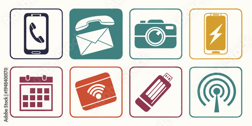 a collection of mobile device icons Vector