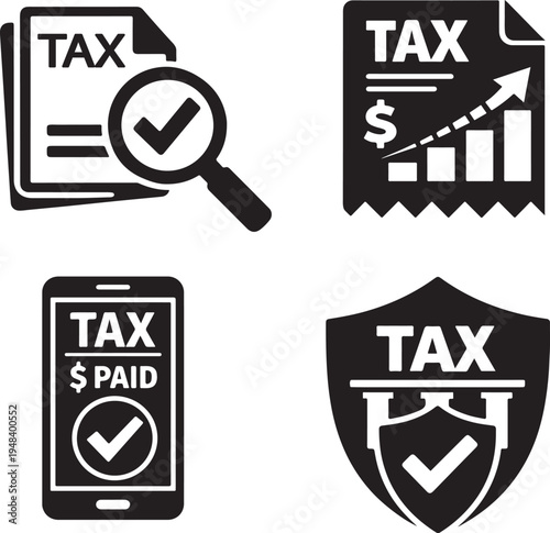 Government tax payment and accounting concept collection with finance documentation