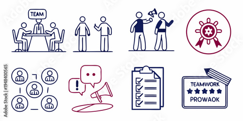 a collection of business and teamwork related icons Vector