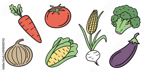 a group of colorful vegetables on display Vector