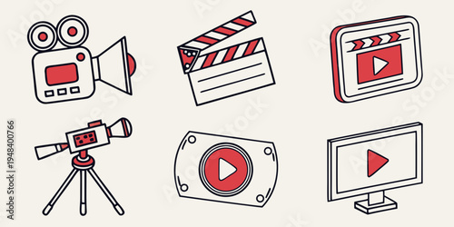 a set of video production icons Vector