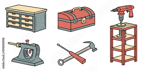 a set of tools for home improvement and construction Vector