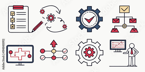 a collection of business process management icons Vector