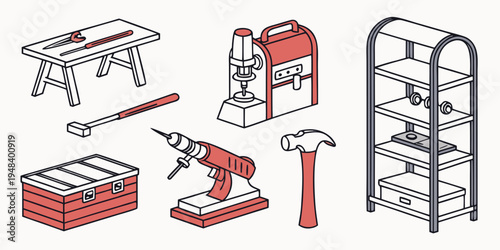 a collection of power tools and equipment Vector