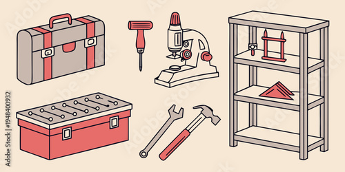 a collection of tools and equipment for home improvement Vector
