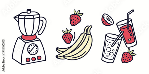 Blender with fruit and smoothie ingredients Vector