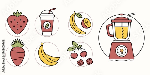 a blender and fruit for making smoothies Vector