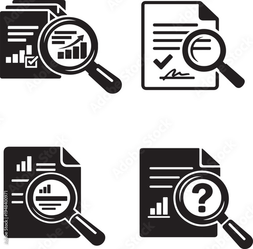 Business document scrutiny plan concept for audit review, paperwork inspection and control