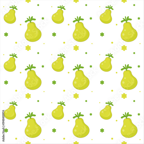 Cute Pear Seamless Pattern, Hand Drawn Pear Fruit Pattern Background, Cute Cartoon Pear Repeat Pattern, Simple Green Pear Seamless Wallpaper