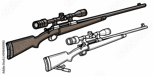 two rifles with scopes on top Vector