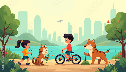 A cheerful illustration of a young girl jogging along a path, evoking feelings of health, happiness, and an active lifestyle. Ideal for wellness or ch