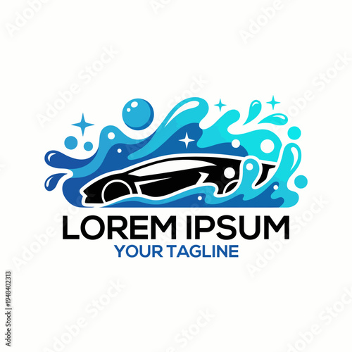 An artistic representation of a car emerging from stylized water waves, combining fluidity and speed in a vibrant and captivating design perfect for automotive branding.