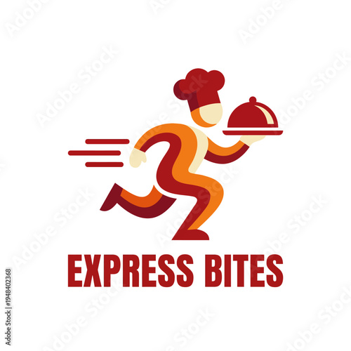 An animated chef, depicted in motion, races with a covered dish in hand, exemplifying fast food delivery services, emphasizing speed and quality in culinary satisfaction.