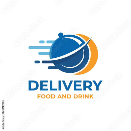 This creative illustration showcases a logo representing a modern food and drink delivery service, highlighted by dynamic elements reflecting speed and convenience.