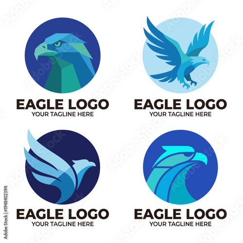 A collection of stylized eagle logos designed for branding needs, showcasing various artistic variations effective for business identity in dynamic sectors across industries.
