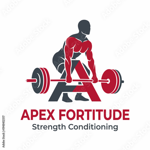 An illustration of a muscular silhouette lifting a heavy barbell signifies strength, determination, and fitness, ideal for strength conditioning themes.