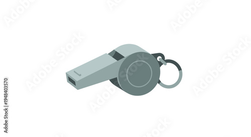 Grey Metal Whistle with Keychain.