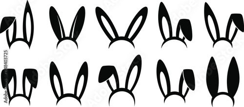 Black bunny ears headband silhouettes on white background