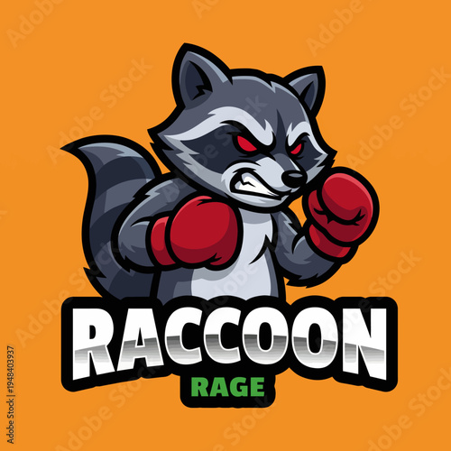 The Raccoon Rage character, depicted with boxing gloves, embodies a playful yet fierce attitude, suitable for gaming, animation, or children’s entertainment industries.