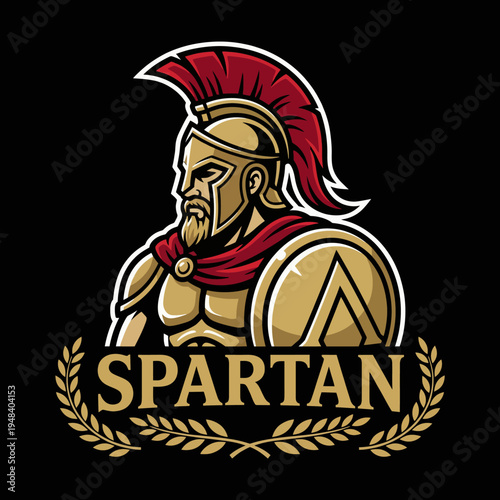 This logo showcases a Spartan warrior, symbolizing strength and valor, perfect for branding related to fitness, sports, and competition.