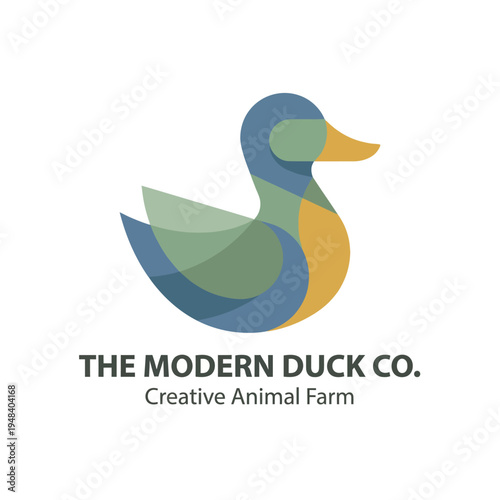 A sleek, modern logo design featuring a duck silhouette, emphasizing creativity and freshness for a company focused on innovative animal farming practices.