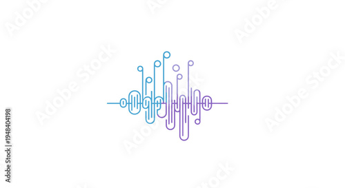 Pastel abstract sound wave data visualization, isolated white background