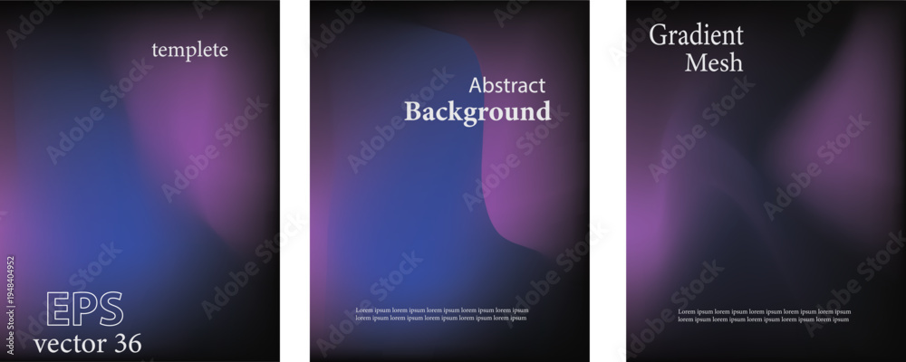 Fototapeta premium Abstract Background Green, Yellow, Blue, pink purple blurred gradient background with aurora shape and light texture on black background. Modern green blur grainy technology background for poster wall